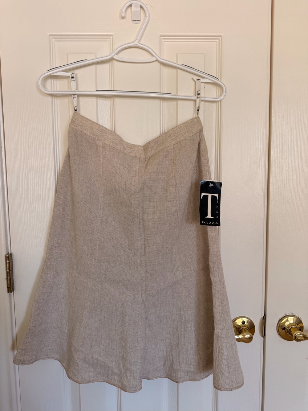 Beige Linen A-Line Skirt